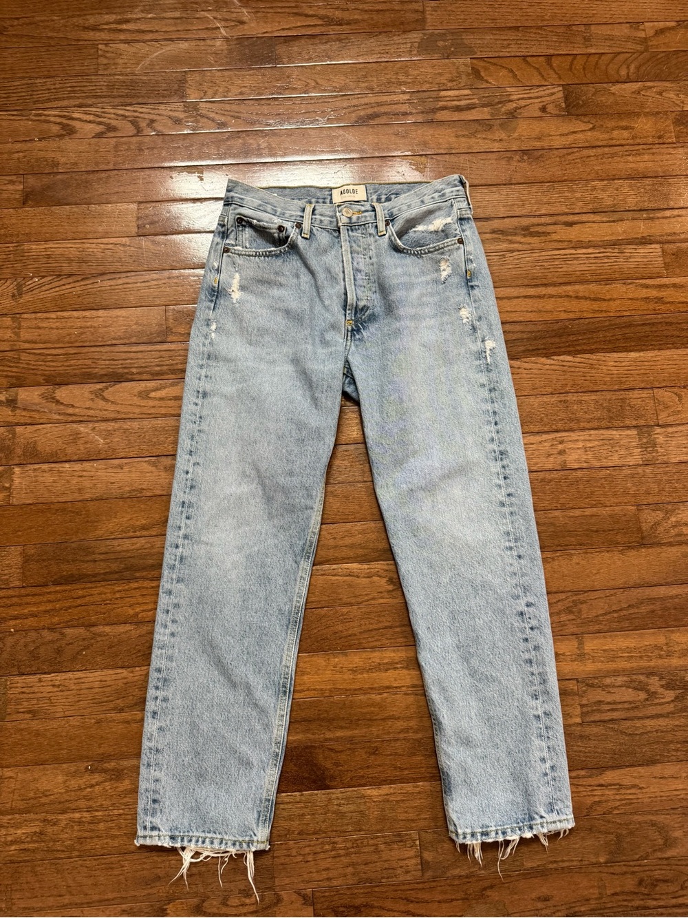 Agolde Parker Jean (Straight Leg Crop) Light Blue Denim Jeans